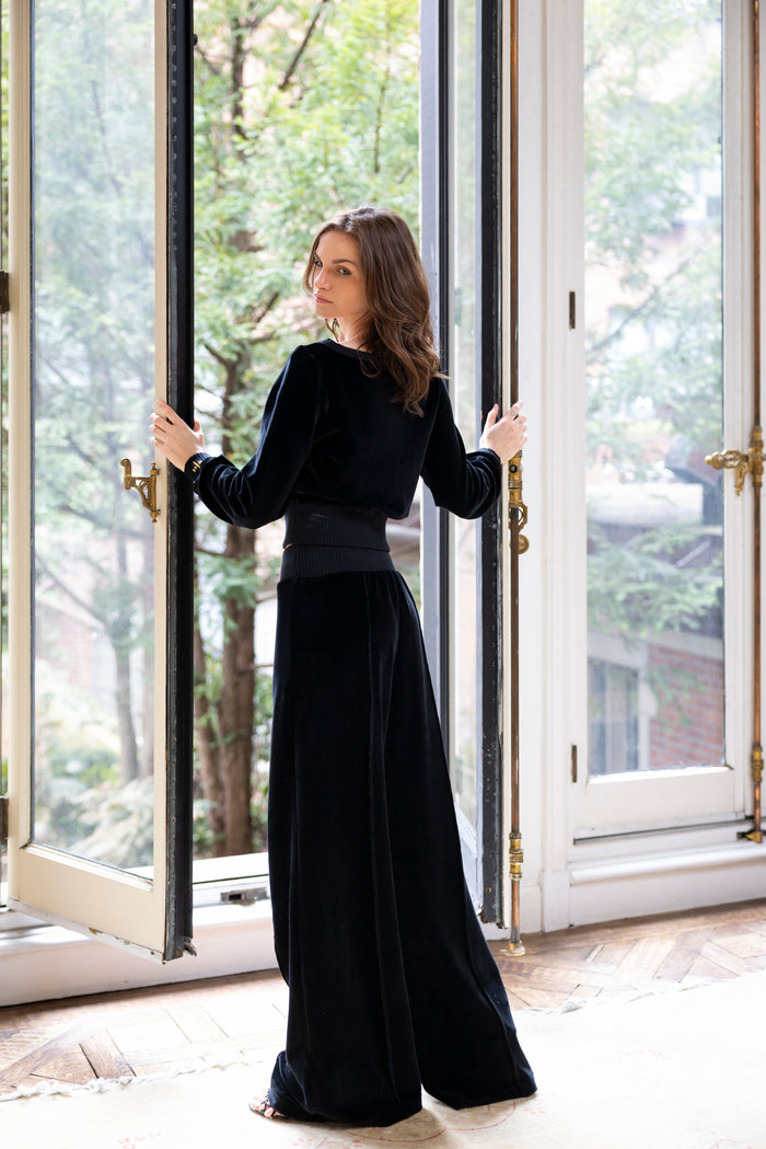 Doyenne Velour Pants – Nighttime in Paris
